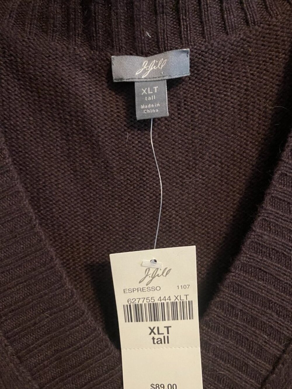 J.jill Cashmere Wool Blend Sweater Maxi Dress XL Tall In Espresso Cable Knit NWT - Picture 3 of 6